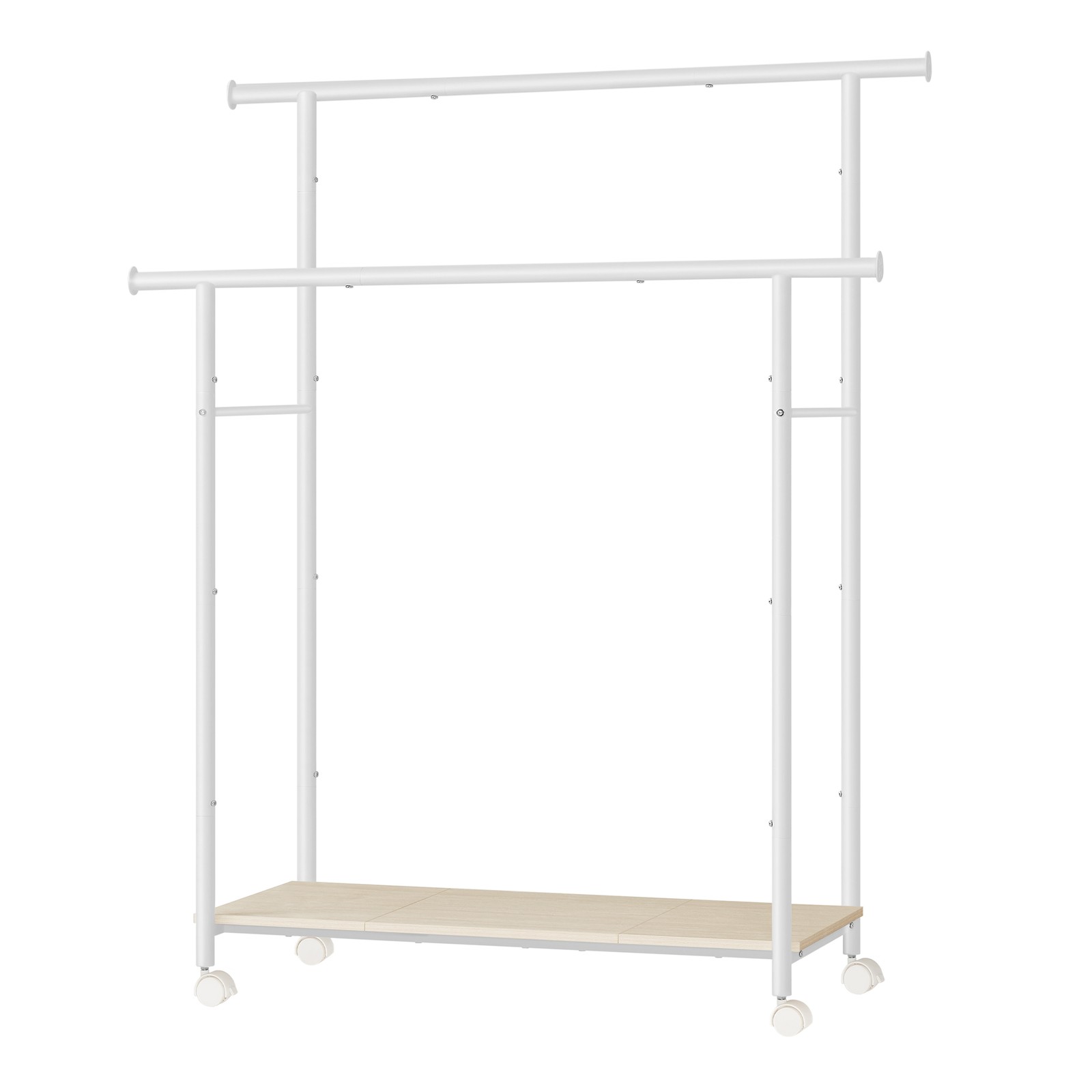 Clothes Rack with Wheels, Double-Rod Clothing Rack for Hanging Clothes Clothes Rack with Wheels, Double-Rod Clothing Rack for Hanging Clothes