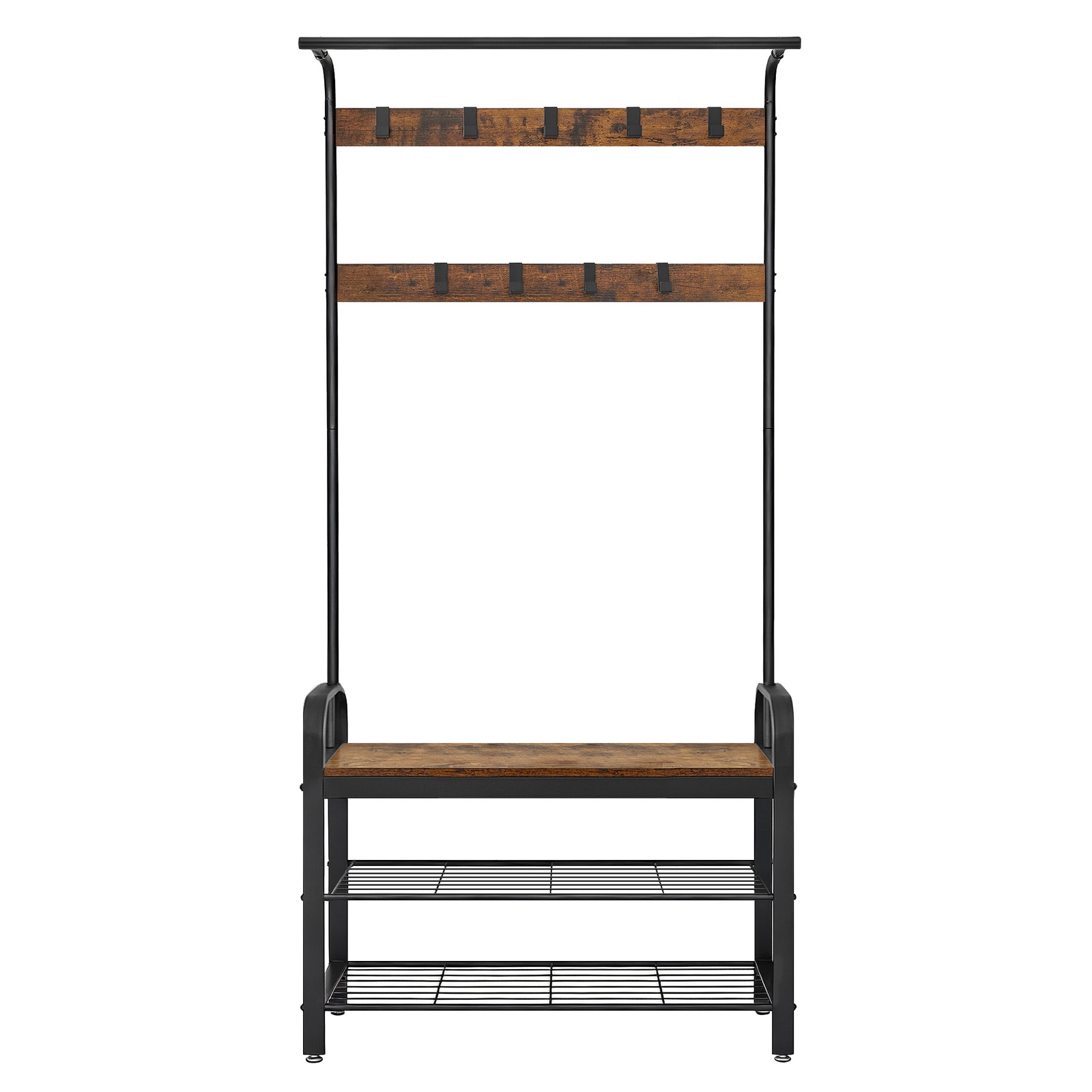 Coat Rack, Hall Tree with Shoe Bench