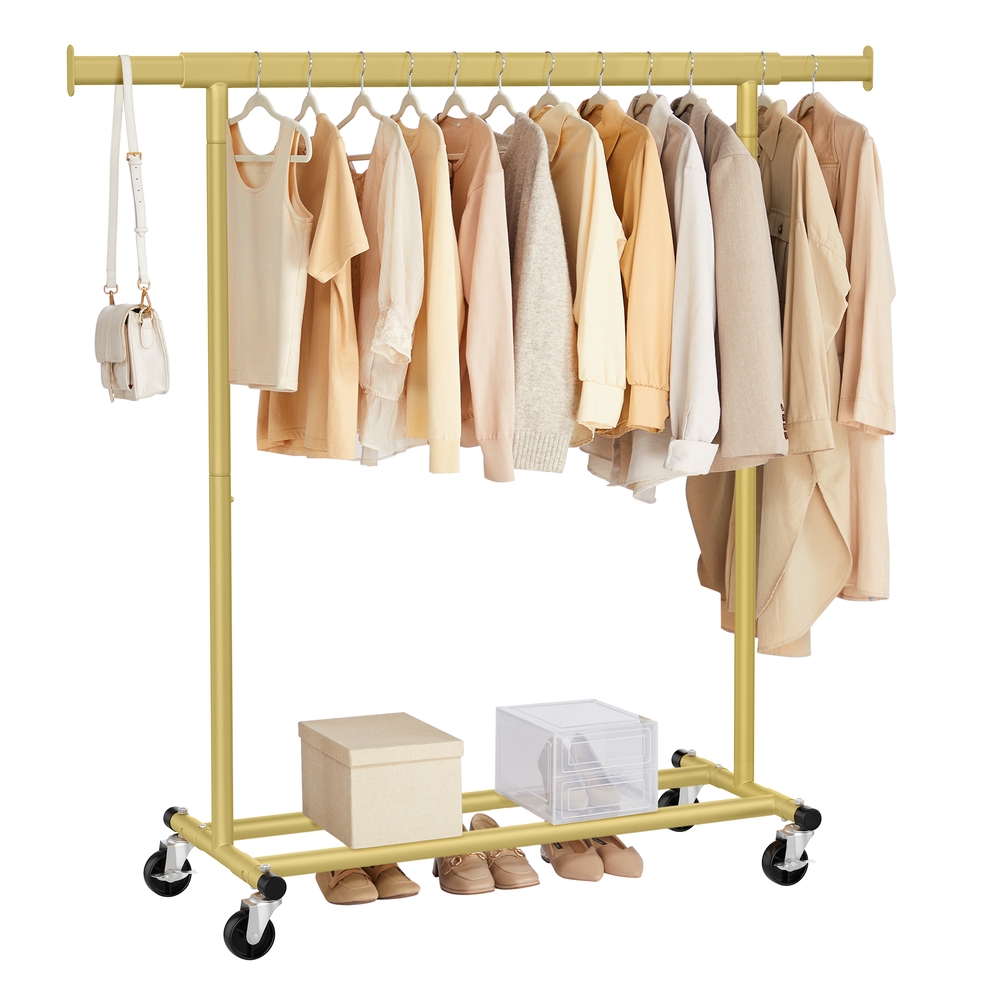 Heavy-Duty Clothes Rack on Wheels Pale Gold