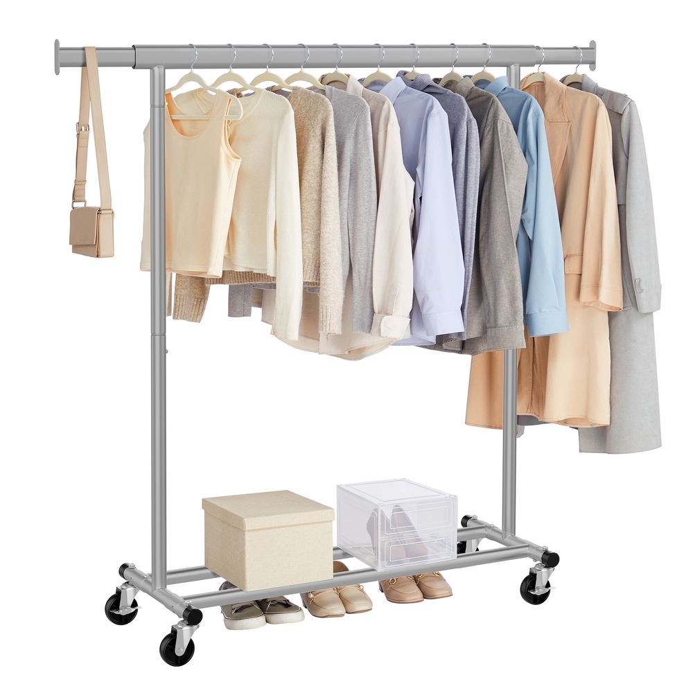 Heavy-Duty and Portable Clothes Rack on Wheels Dove Grey