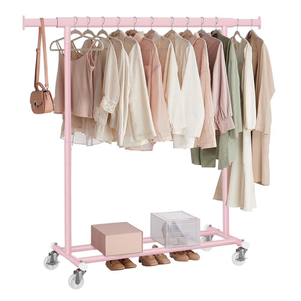 Heavy-Duty Clothes Rack on Wheels Jelly Pink