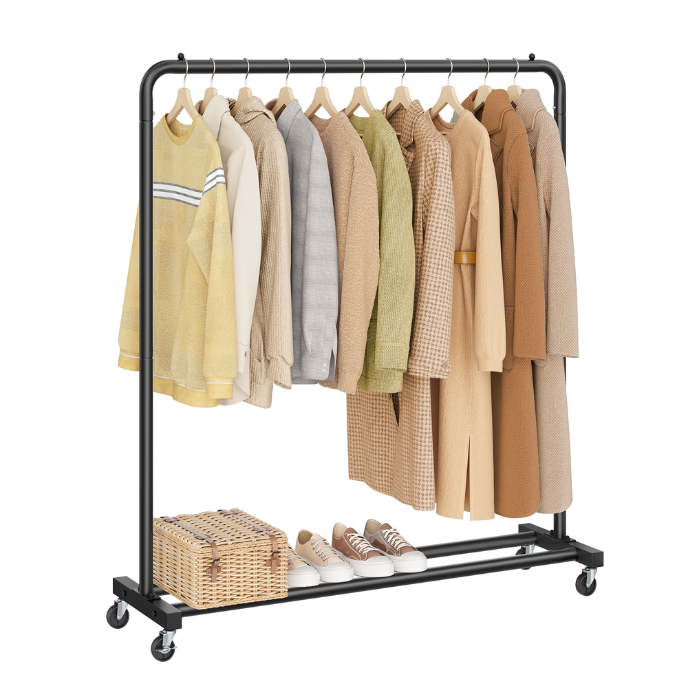 Clothes Rack 2 Lockable Wheels Holds up to 90 kg 46.5 x 110 x 155.5 cm Ink Black