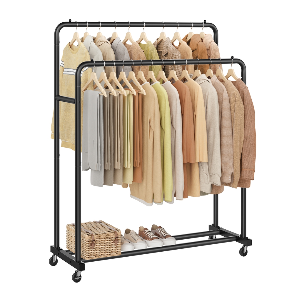 Clothes Rack Double Rods Holds up to 90 kg 46.5 x 110 x 155.5 cm Ink Black Clothes Rack Double Rods Holds up to 90 kg 46.5 x 110 x 155.5 cm Ink Black