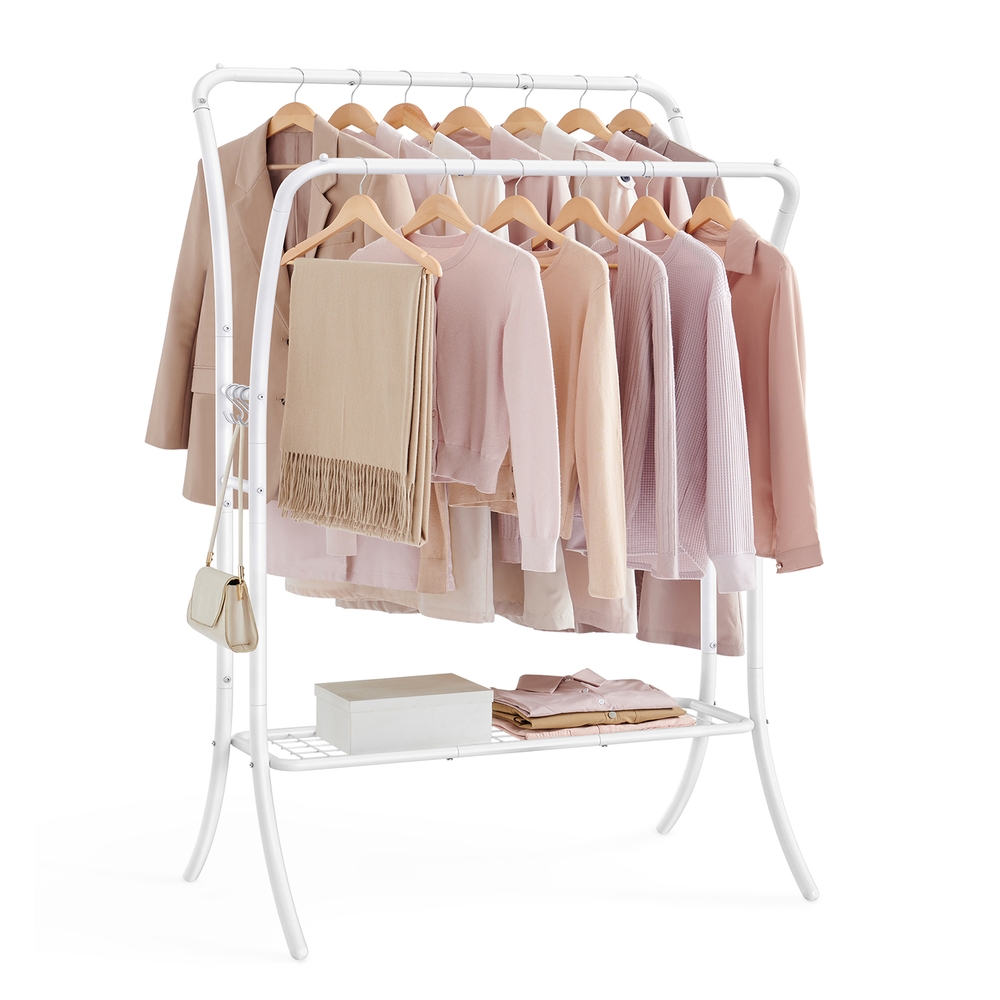 Heavy-Duty Double-Rod Clothes Rail Cloud White