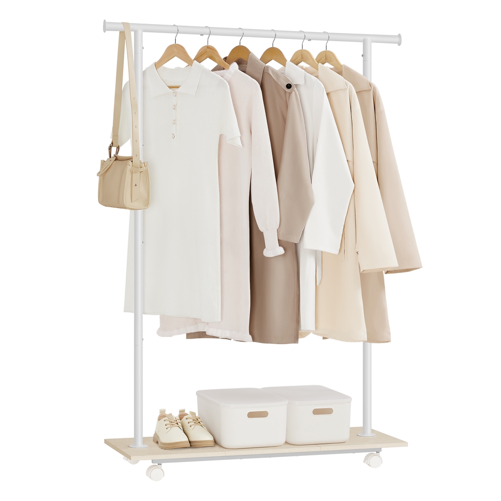 Portable Clothes Rack on Wheels Natural Beige and Cloud White Portable Clothes Rack on Wheels Natural Beige and Cloud White