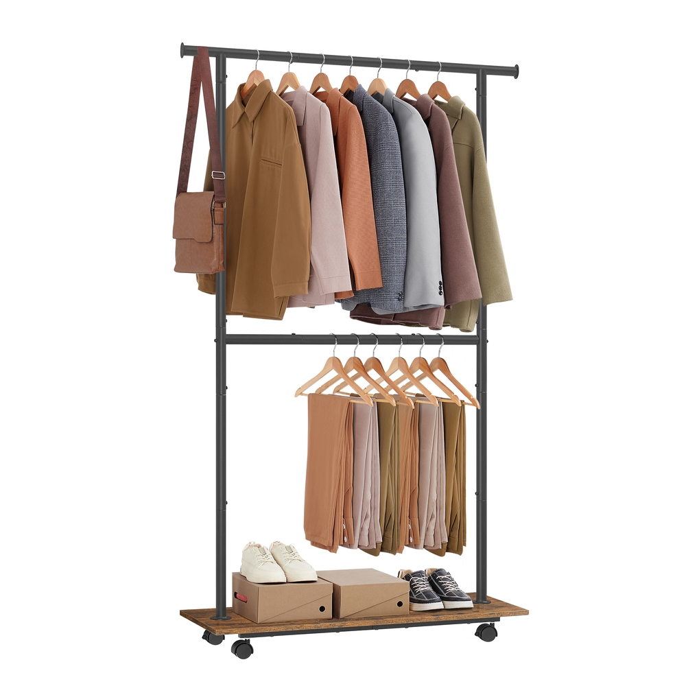 Clothes Rack with Middle Rod Rustic Brown and Ink Black Clothes Rack with Middle Rod Rustic Brown and Ink Black