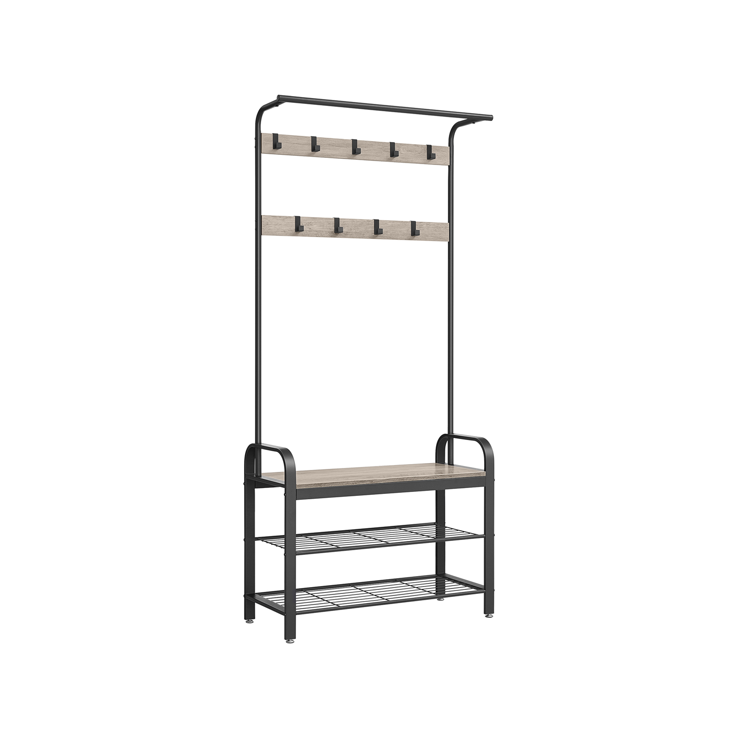 Coat Rack, Coat Stand with Shoe Storage Bench, 4-in-1 Design