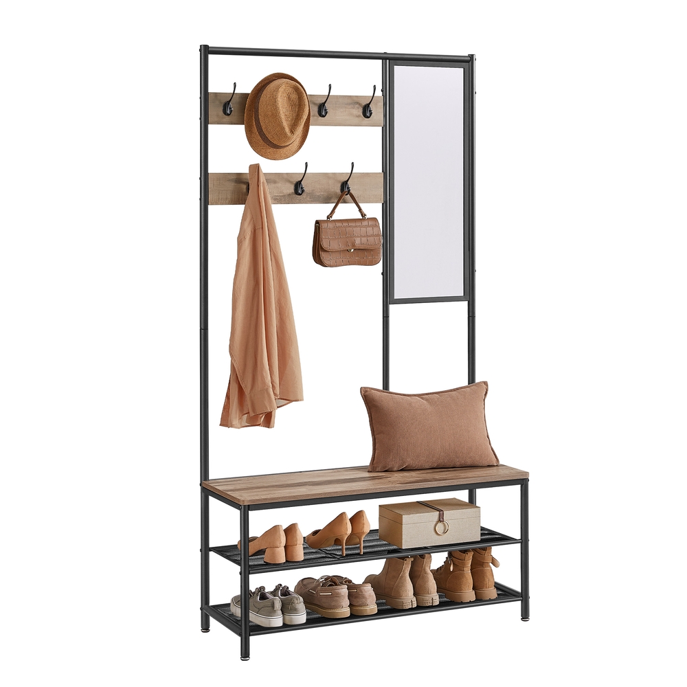 Coat Rack with Shoe Storage Camel Brown and Ink Black Coat Rack with Shoe Storage Camel Brown and Ink Black