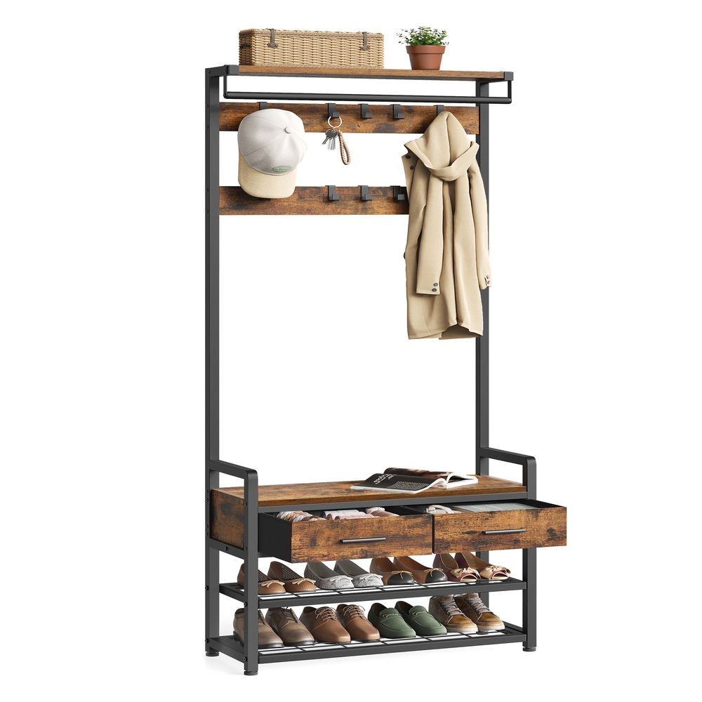 Coat Rack with Shoe Bench