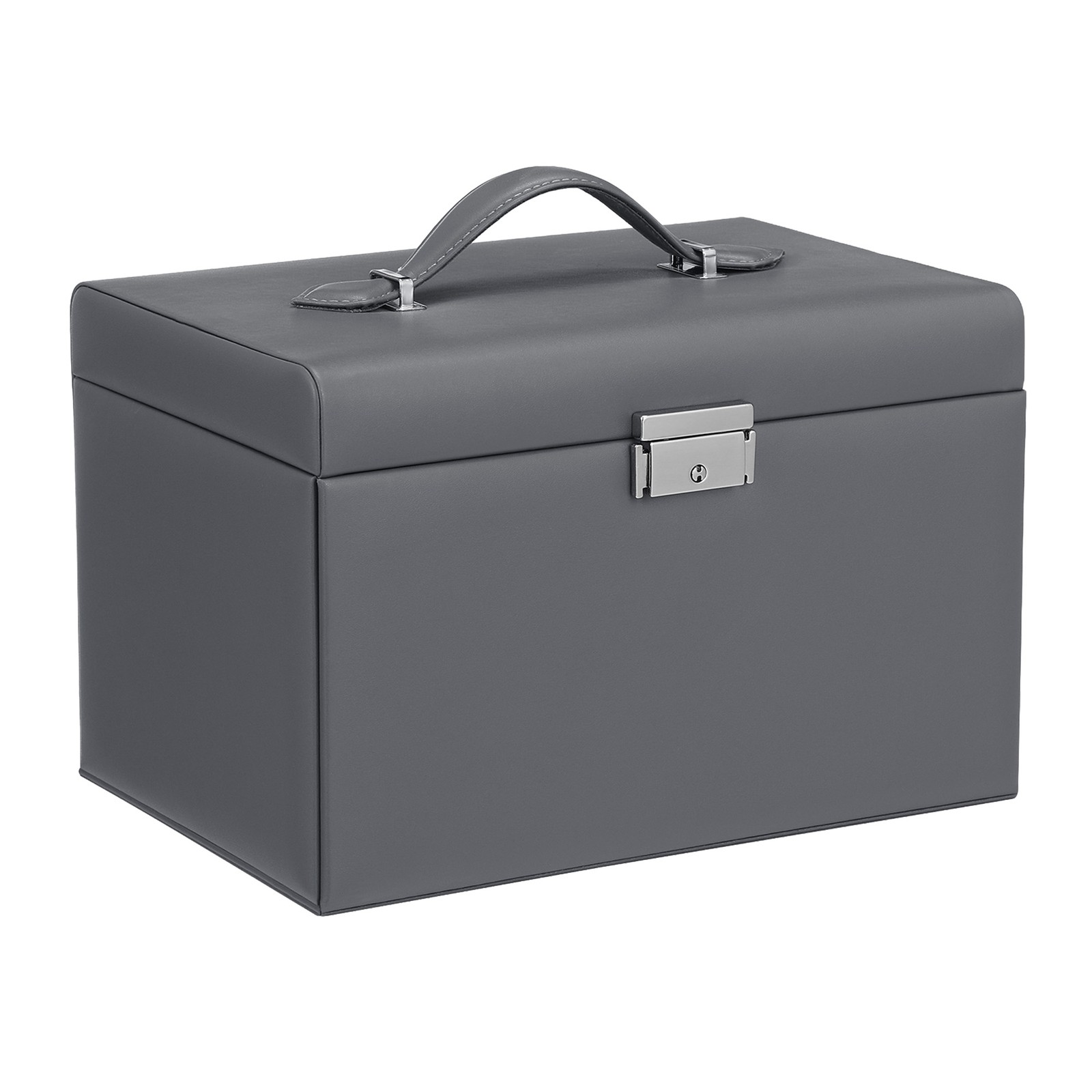 3-Layer Jewellery Storage Case, Lockable Organiser with Handle and 2 Drawers 3-Layer Jewellery Storage Case, Lockable Organiser with Handle and 2 Drawers