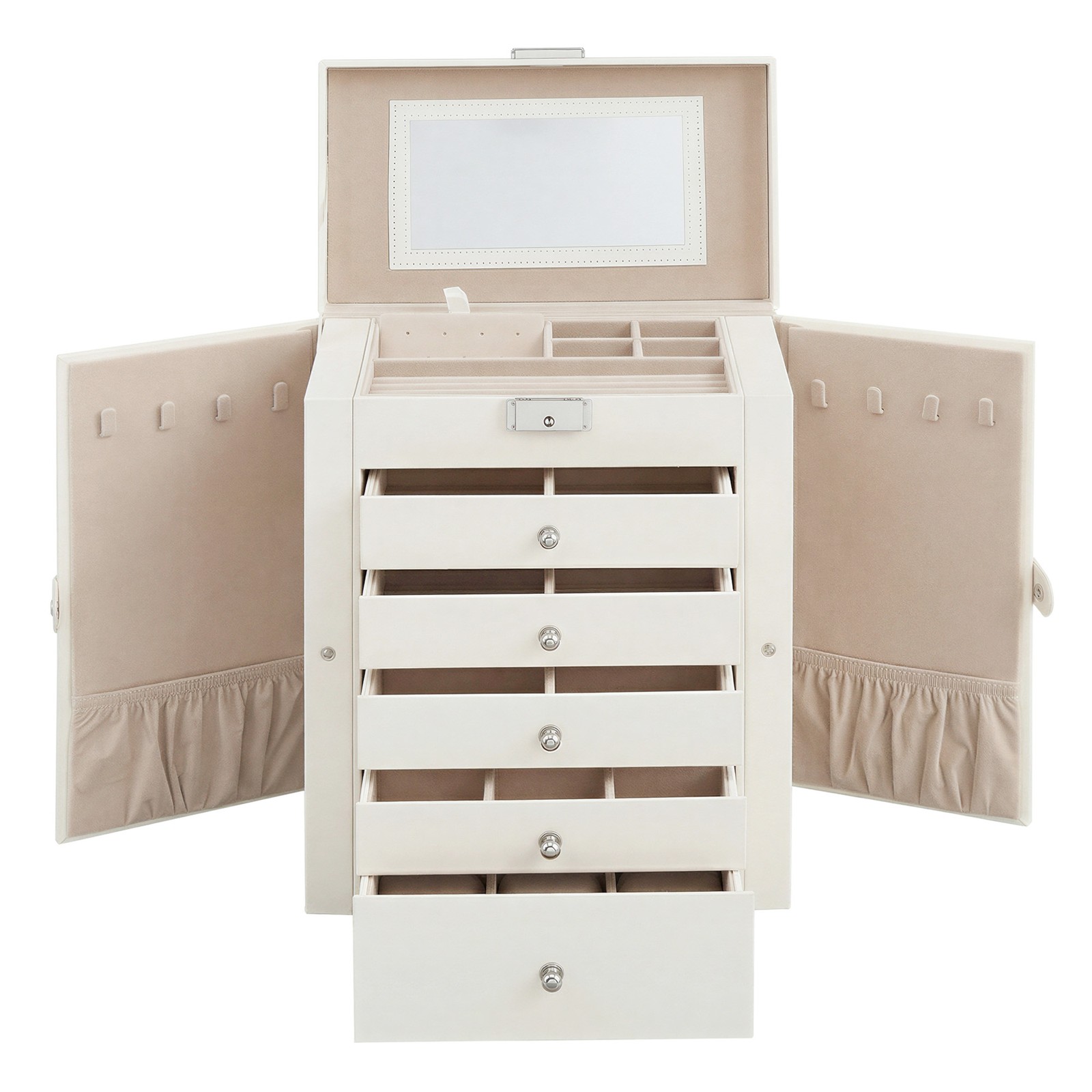 6 Tier Jewellery Box, Jewelry Storage Organiser with 5 Drawers, Large Storage Capacity