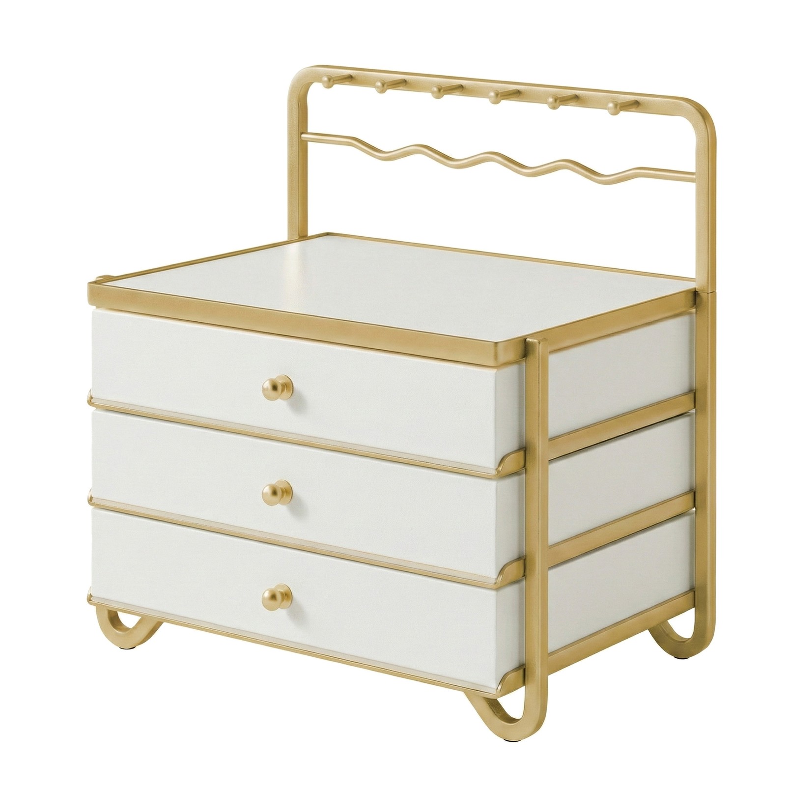 3-Layer Jewelry Organizer, Metal Frame Drawer Box with Hanging Rack