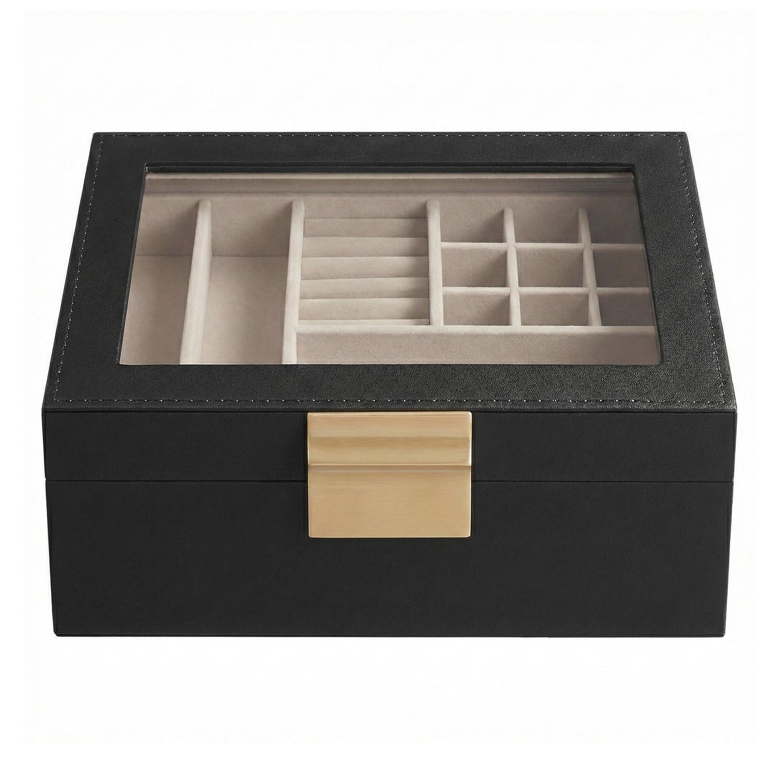 Jewellery Organiser with Glass Lid, Removable Tray