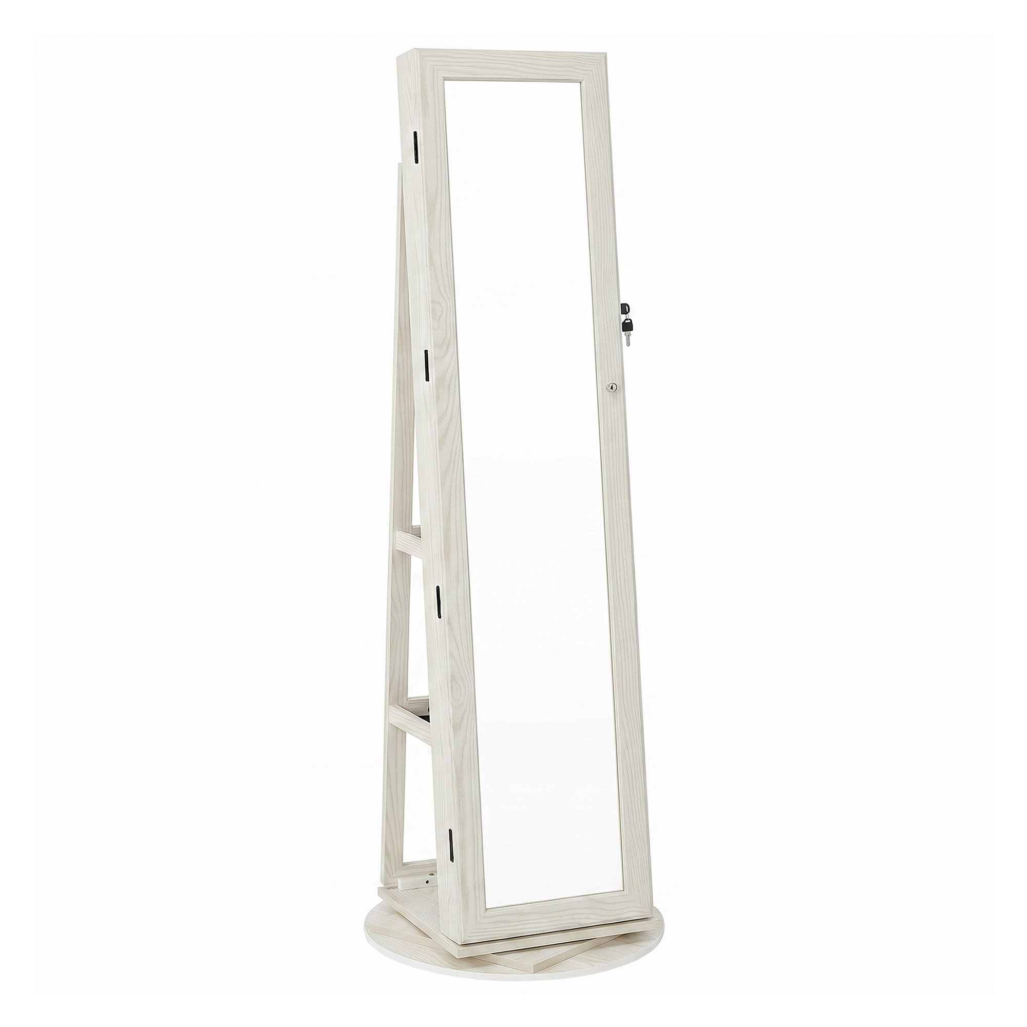 Freestanding Jewellery Organiser, Jewellery Cabinet with Full-Length Mirror, 360° Swivel Freestanding Jewellery Organiser, Jewellery Cabinet with Full-Length Mirror, 360° Swivel