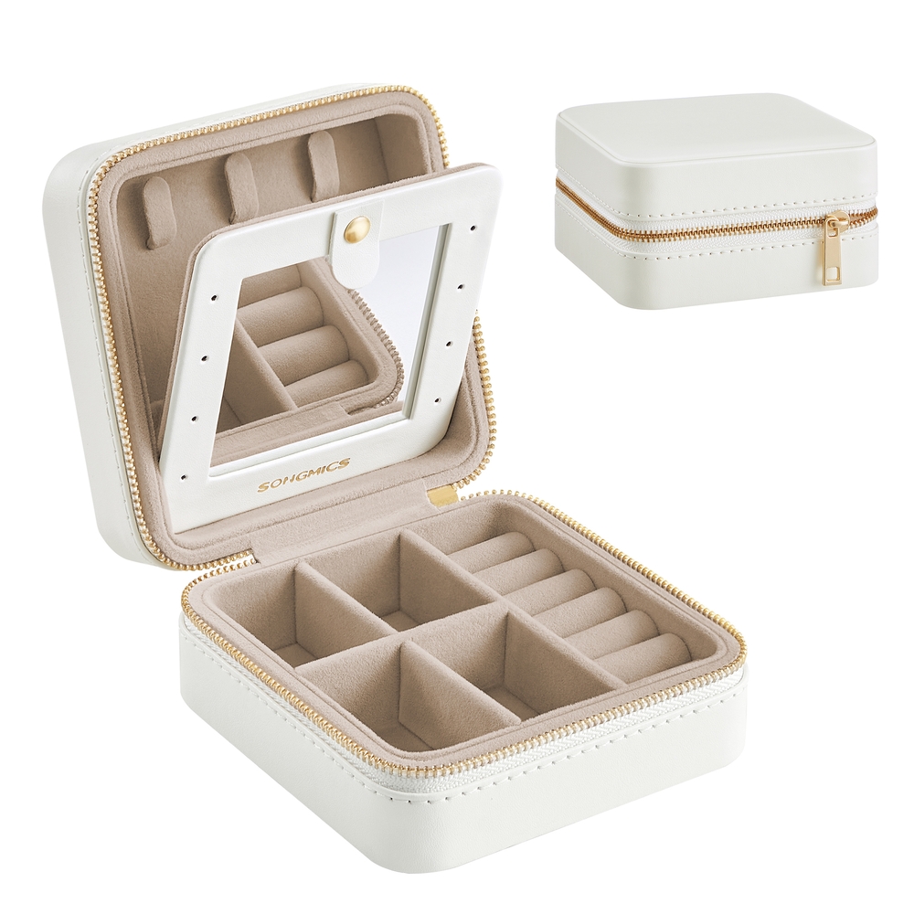 11.4 x 11.4 x 5.5 cm Travel Jewellery Box with Interior Mirror 11.4 x 11.4 x 5.5 cm Travel Jewellery Box with Interior Mirror