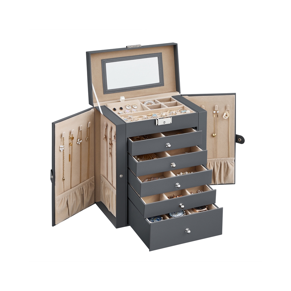 6 Tiers Jewellery Box Grey