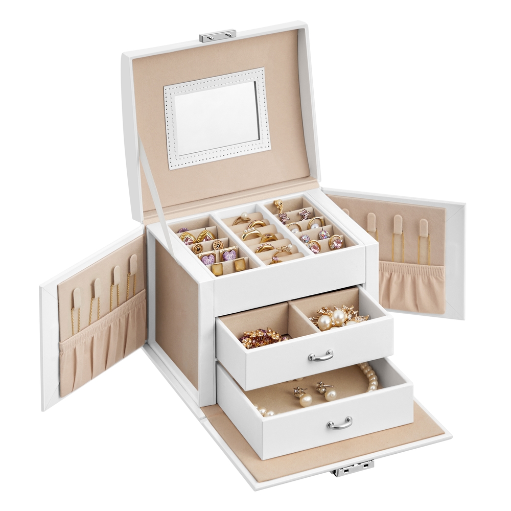 White Jewelry Storage Box for Women