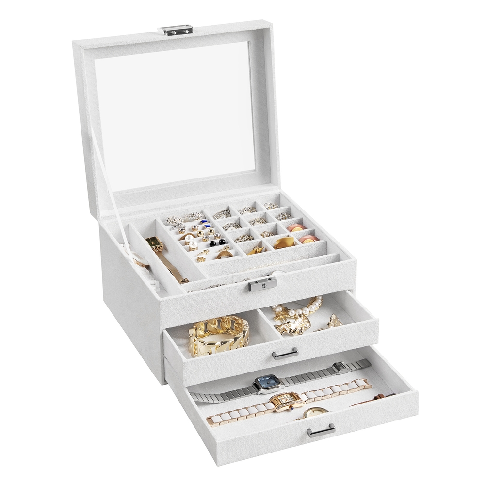 White Jewellery Box with Velvet Cover