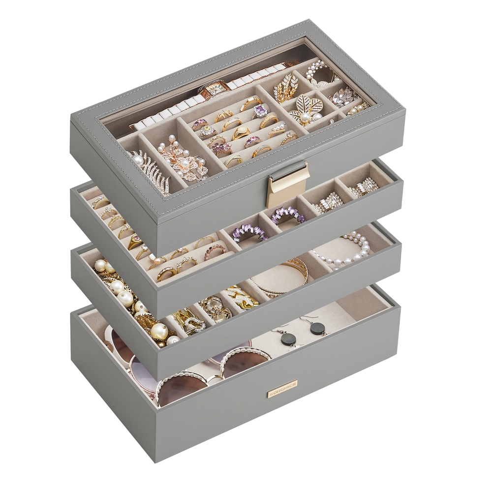 4-Tier Stackable Jewellery Box Dove Gray