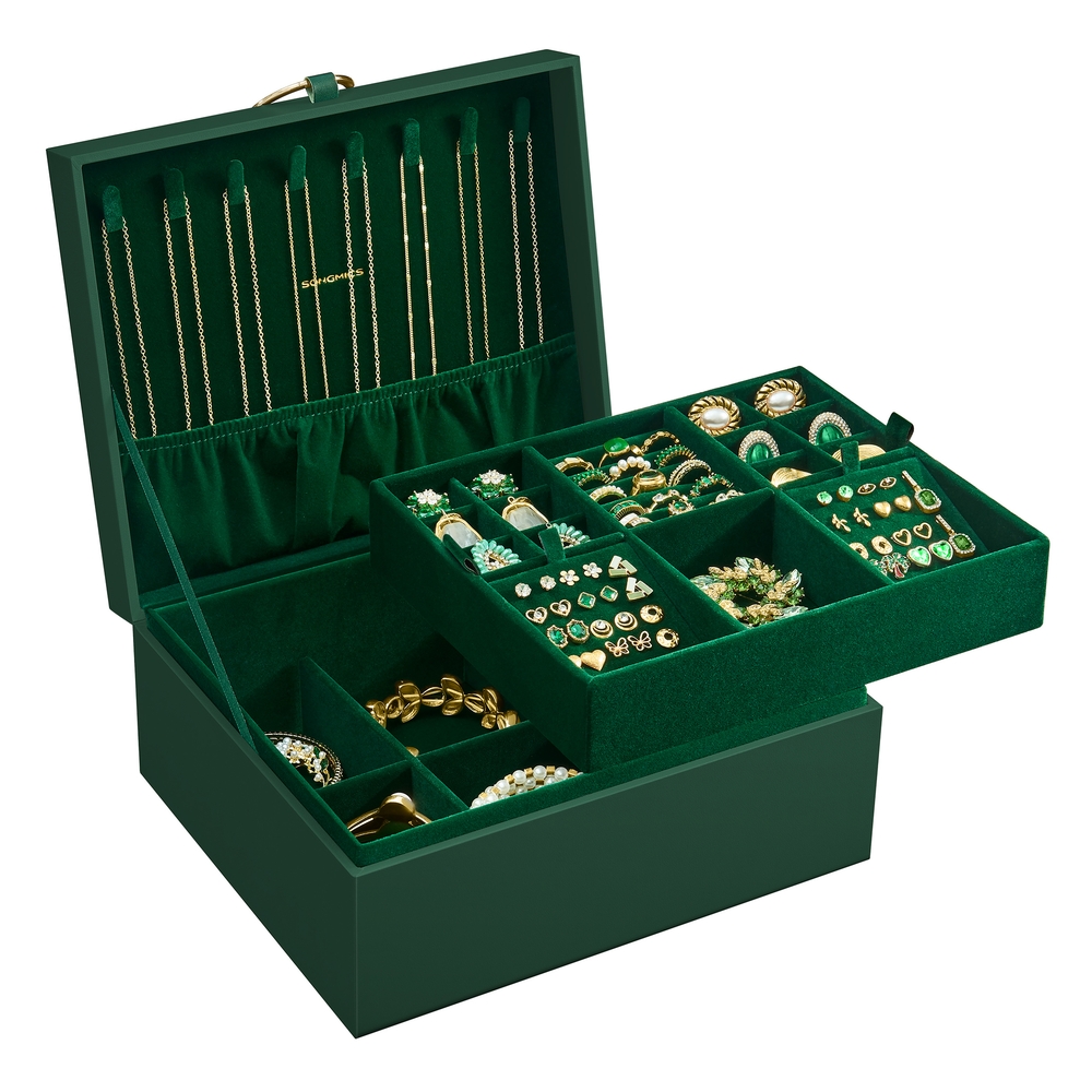 2-Layer Jewellery Box with Handle and Removable Tray