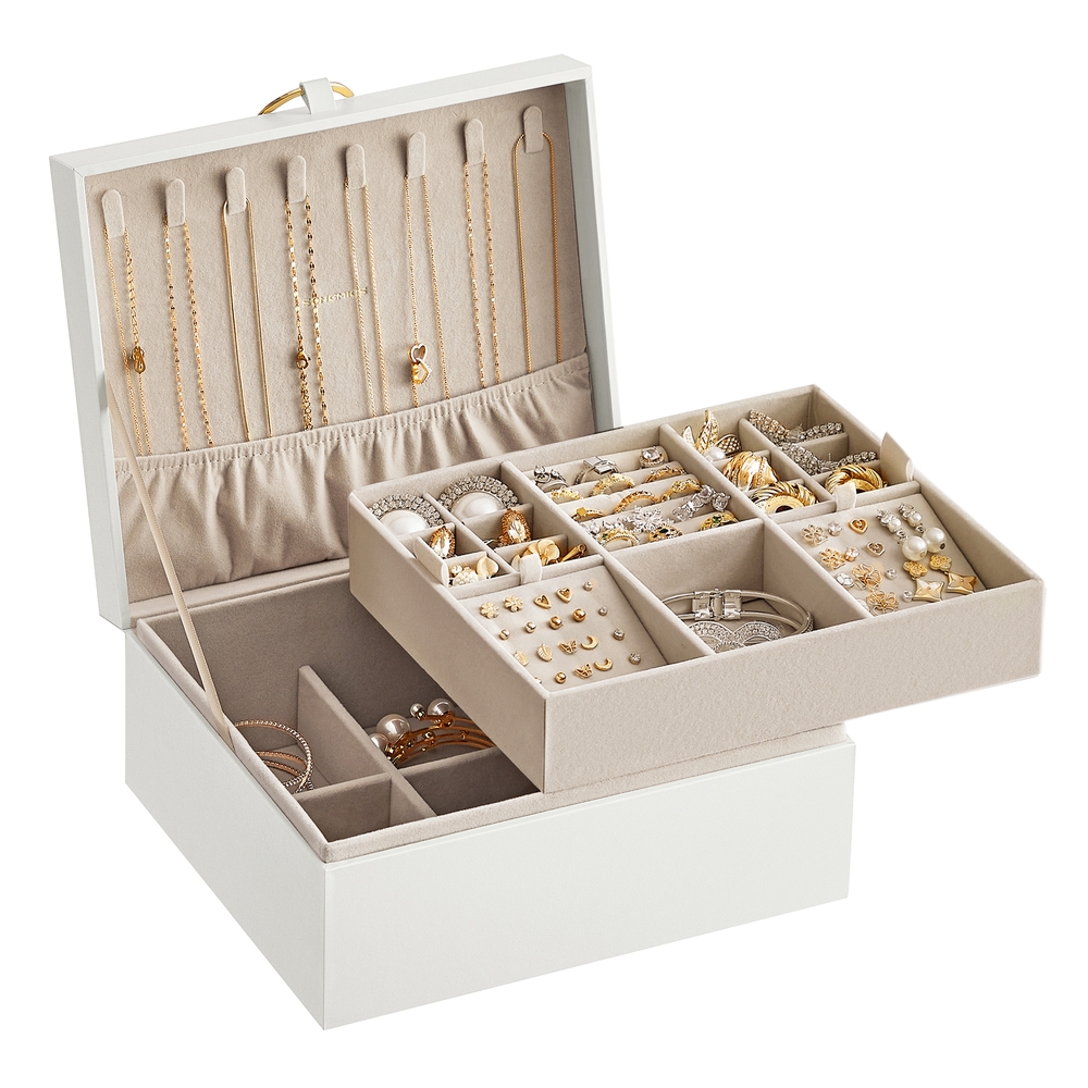 2-Layer Jewellery Box with Handle White