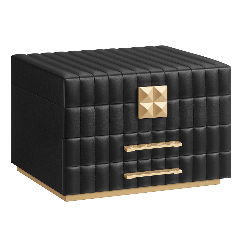 ANAH Collection – 3-Tier Jewellery Box with Mirror Ink Black
