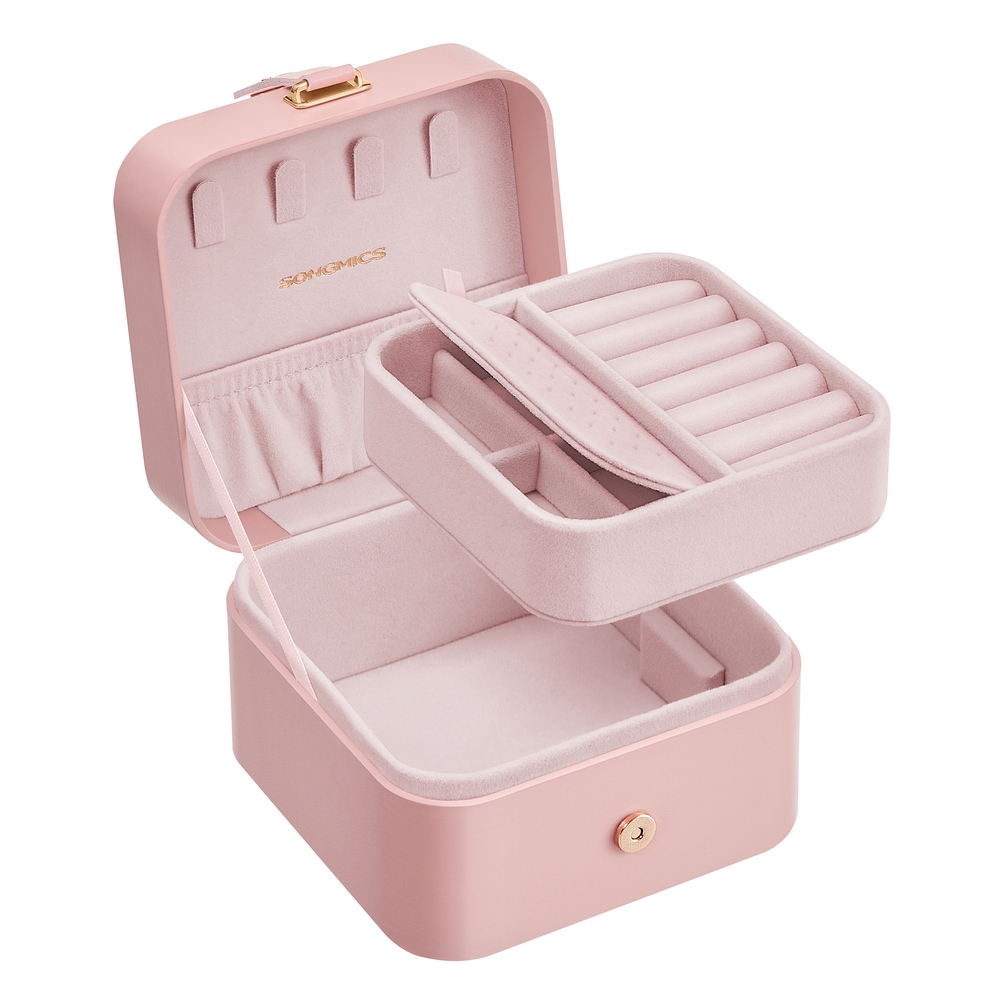Jewellery Box 2-Layer Jewellery Storage 11.2 x 11.8 x 7.2 cm Jelly Pink