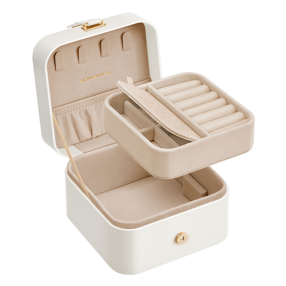 Jewellery Box 2-Layer Jewellery Storage 11.2 x 11.8 x 7.2 cm Cloud White