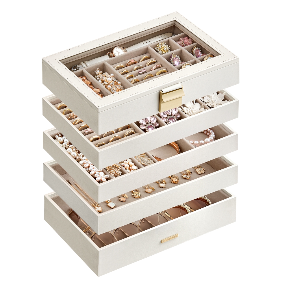 5-Tier Stackable Jewellery Trays Cloud White