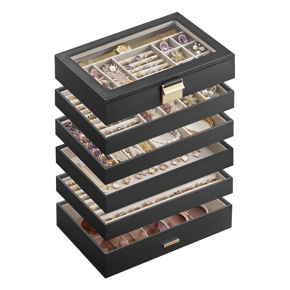 6-Tier Stackable Jewellery Trays Ink Black