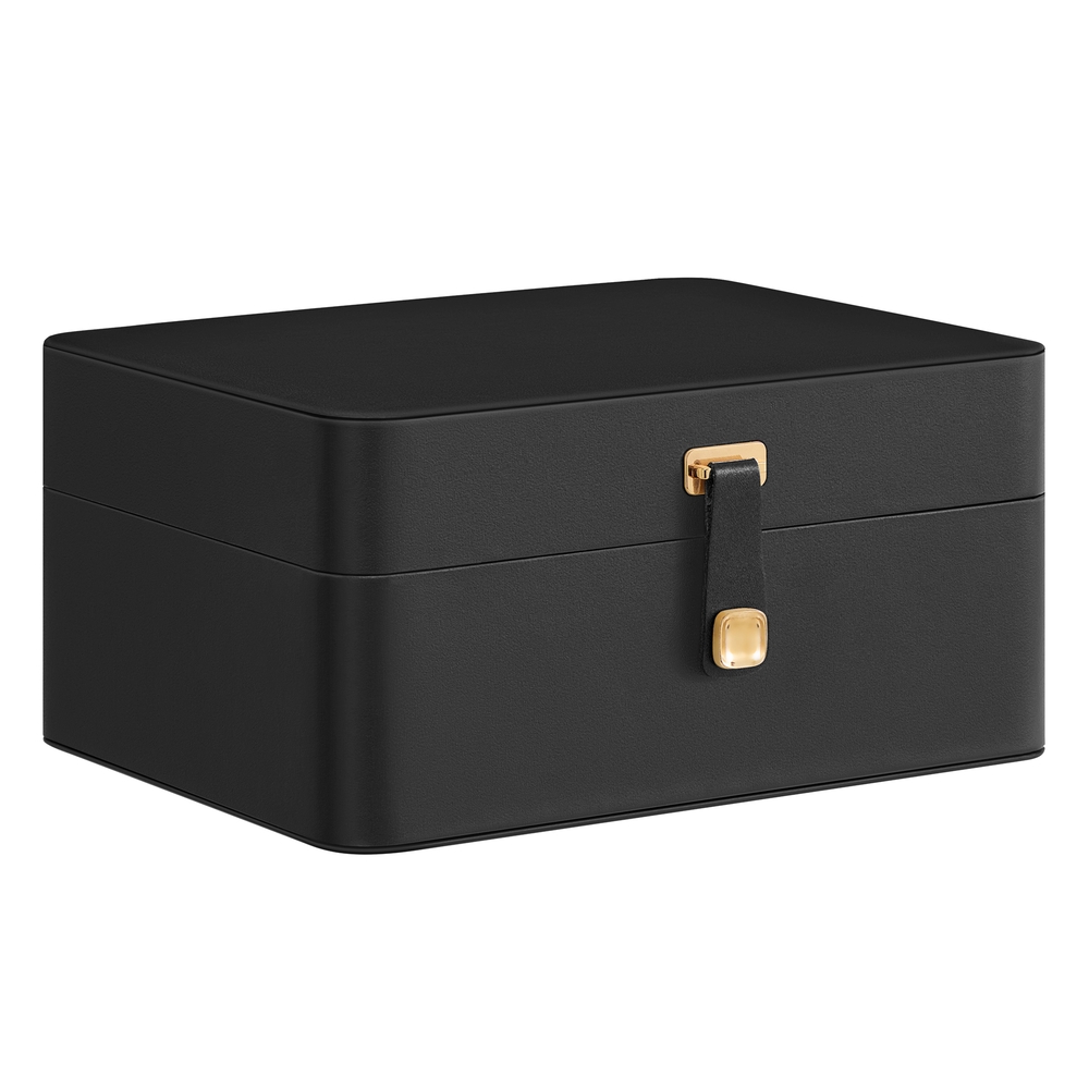 2-Layer Jewellery Box with Mirror and Tray Ink Black