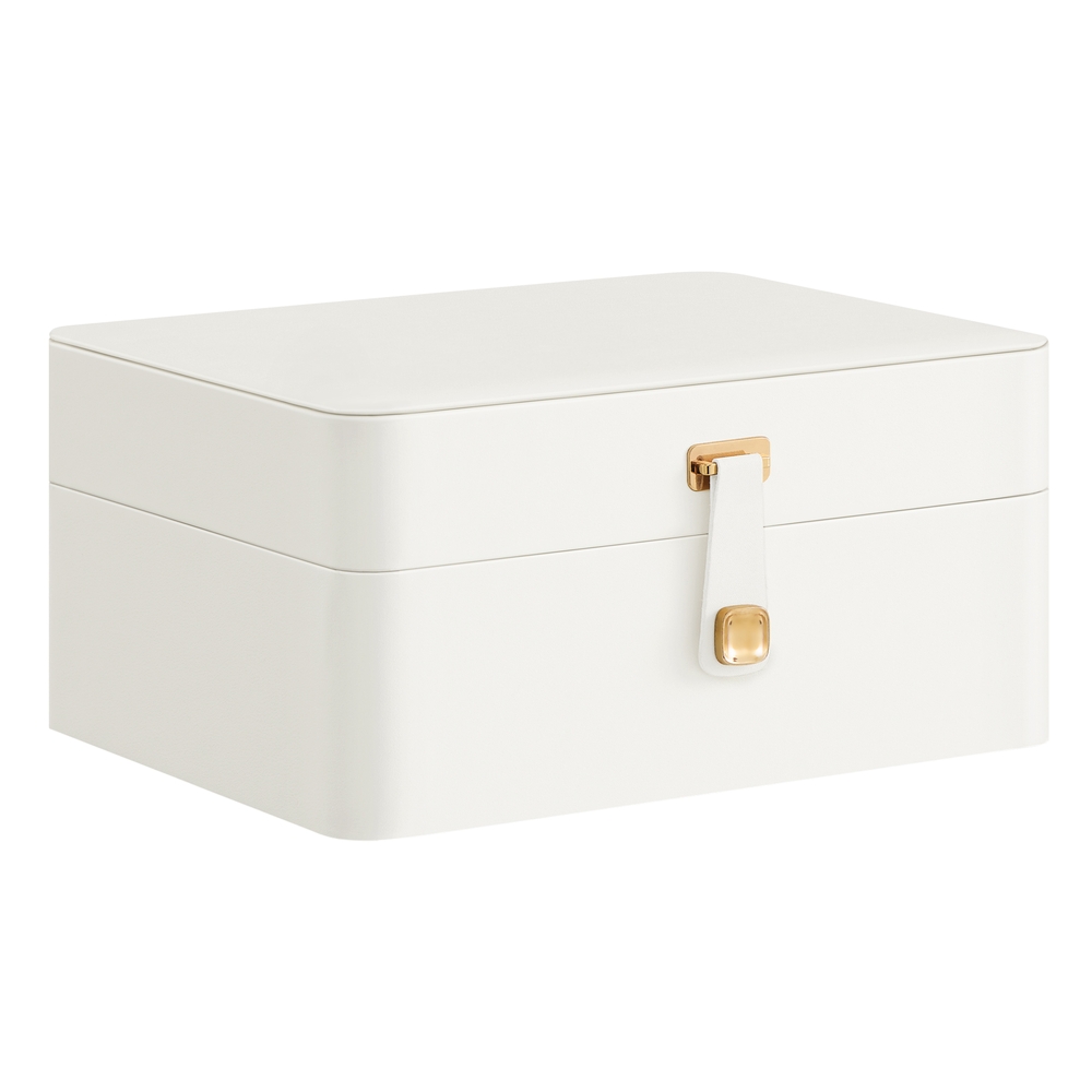 2-Layer Jewellery Box with Mirror and Tray Cloud White