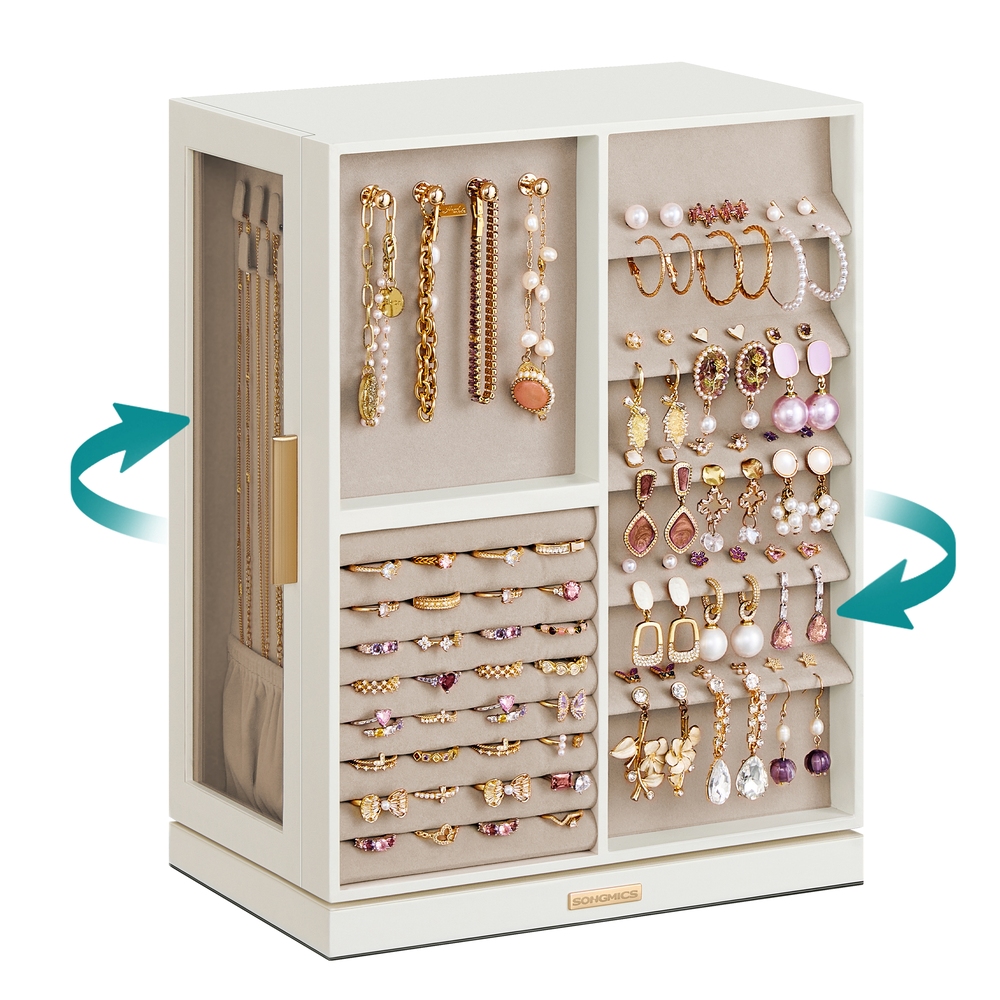 360° Rotating Jewellery Box with 7 Drawers Cloud White