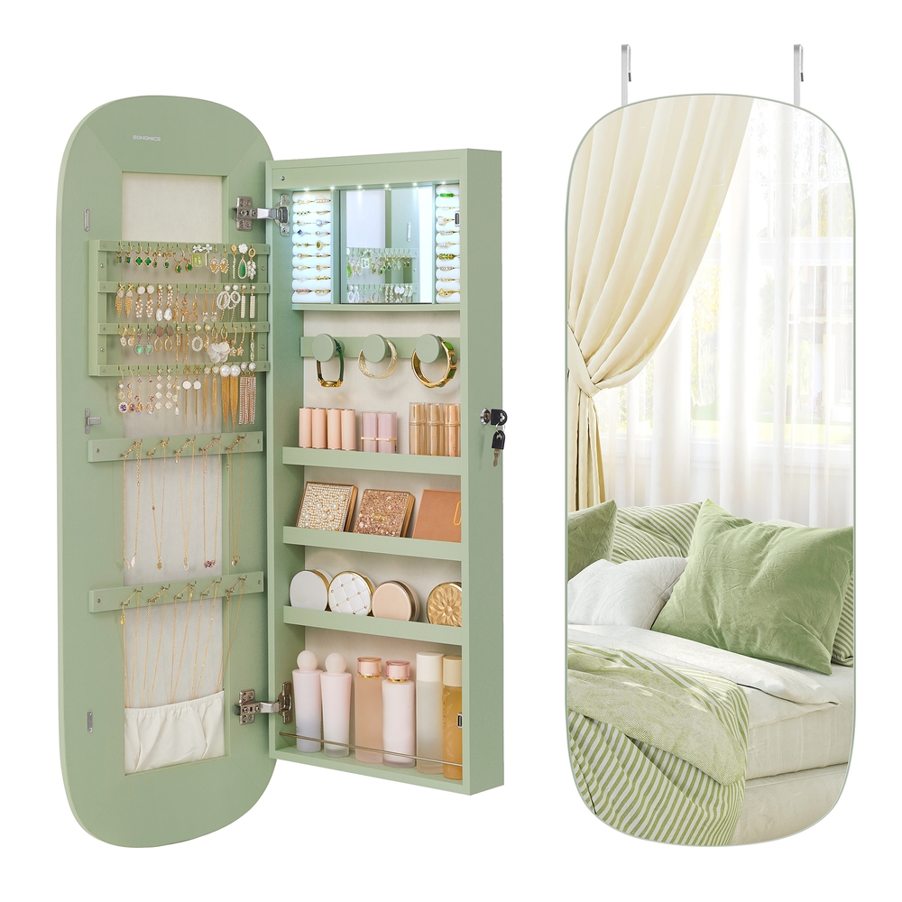 LED  Lockable Rounded Wide Mirror Cabinet