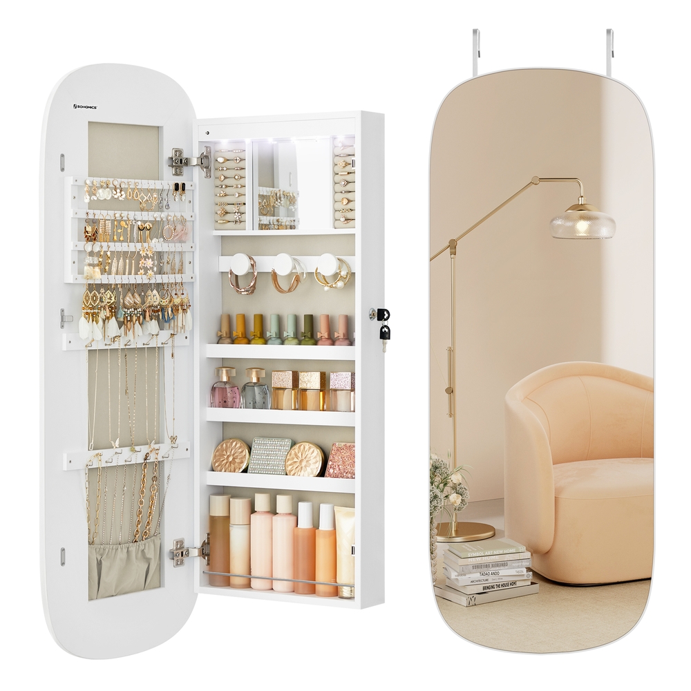 LED Mirror Jewellery Cabinet Wall/Door Mounted
