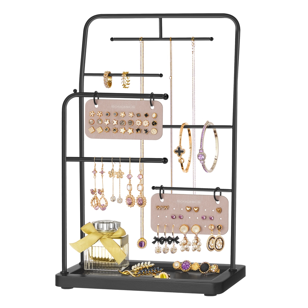 Jewellery Stand with 6 Hanging Rods Ink Black