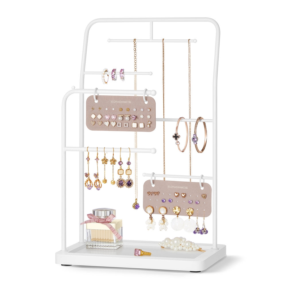 Jewellery Stand with 6 Hanging Rods Cloud White Jewellery Stand with 6 Hanging Rods Cloud White