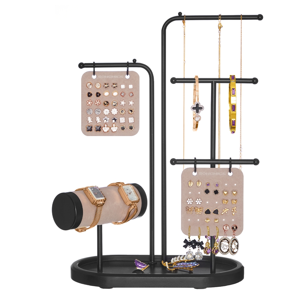 Jewellery Stand with 4 Hanging Rods Ink Black
