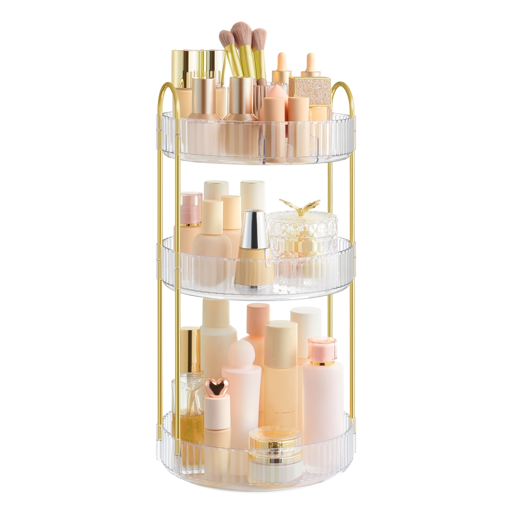 3-Tier Round Rotating Makeup Organiser Transparent