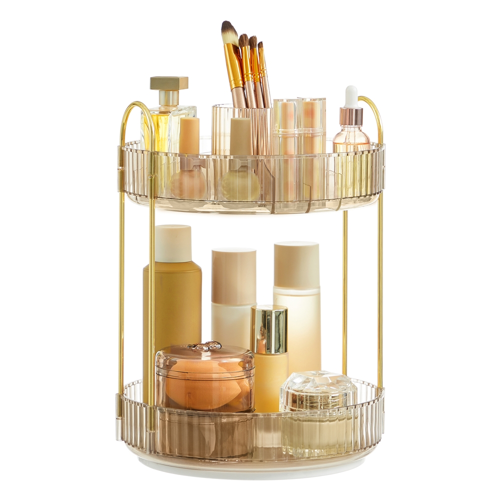 2-Tier Rotating Makeup Organiser Champagne Gold