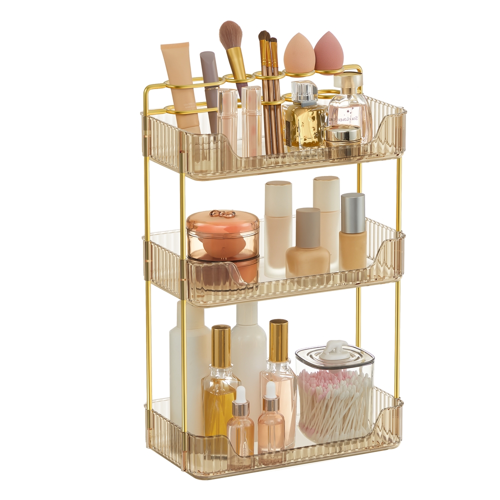 3-Tier Makeup Organiser Champagne Gold