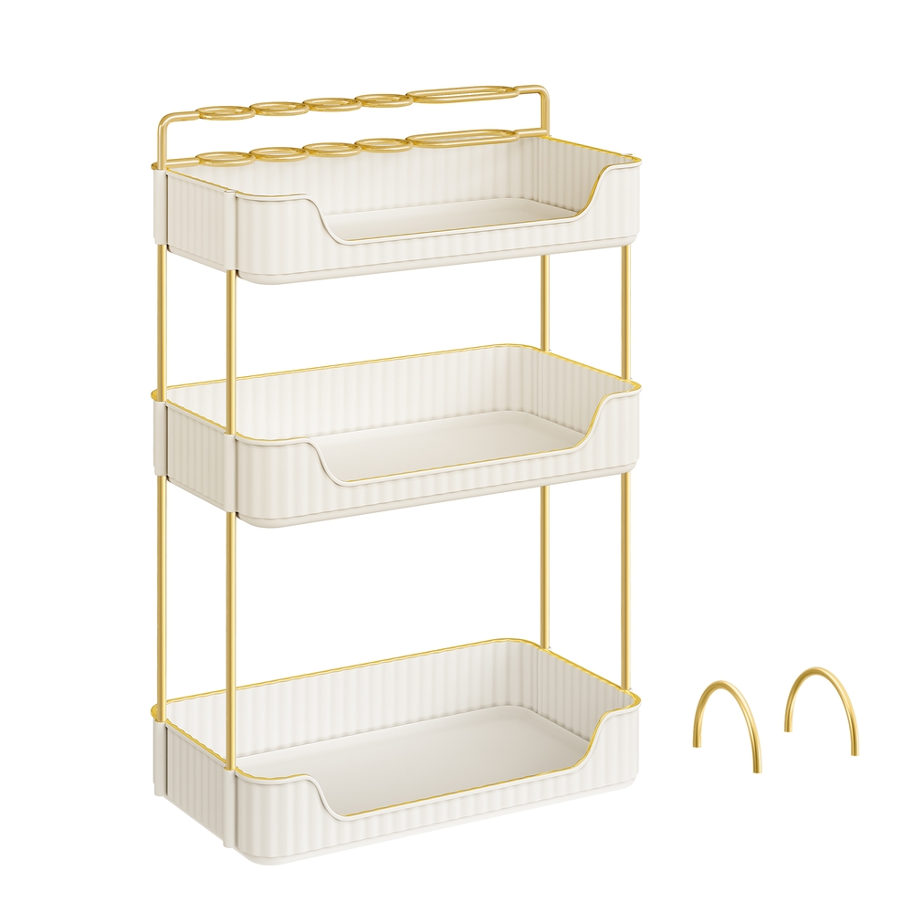 3-Tier Rectangular Makeup Organiser Cloud White