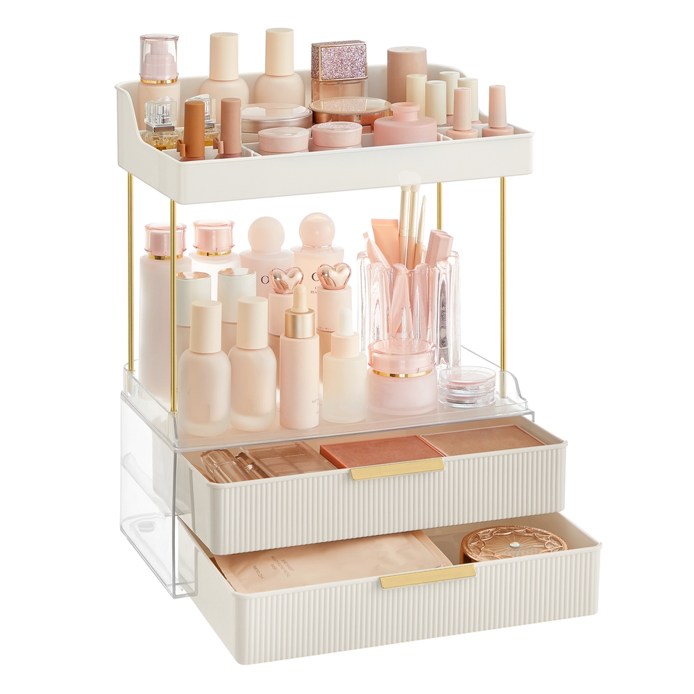 4-Layer Makeup Organiser with 4 Dividers Cloud White