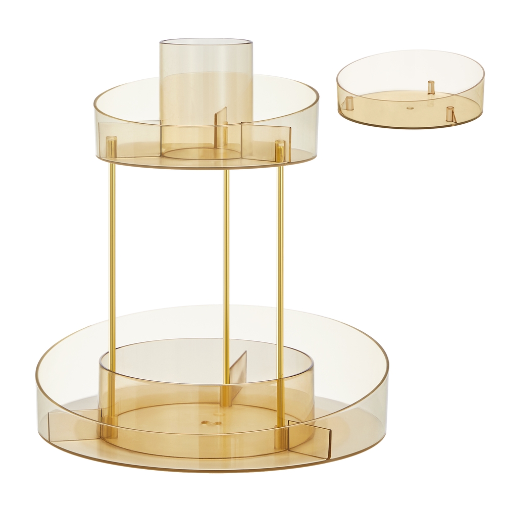 2-Tier Round Rotating Makeup Organiser Champagne Gold