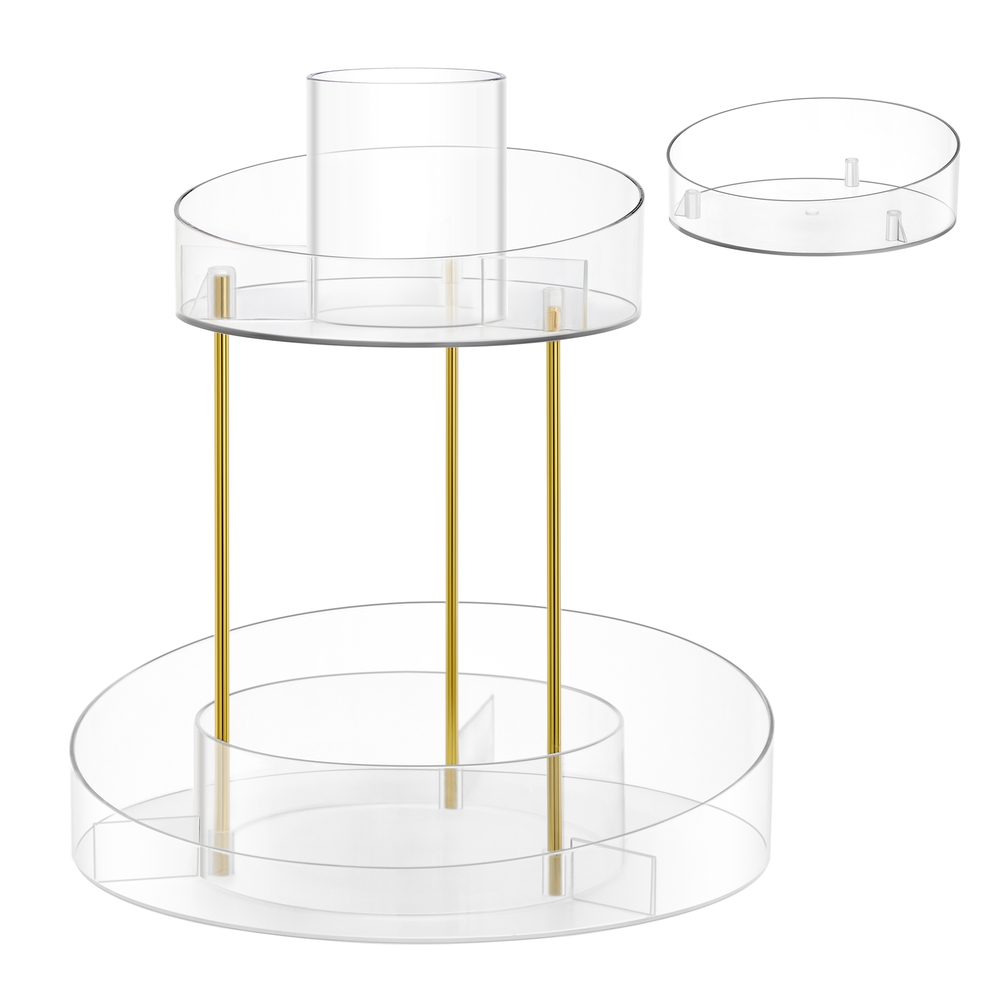 2-Tier Round Rotating Makeup Organiser Transparent 2-Tier Round Rotating Makeup Organiser Transparent