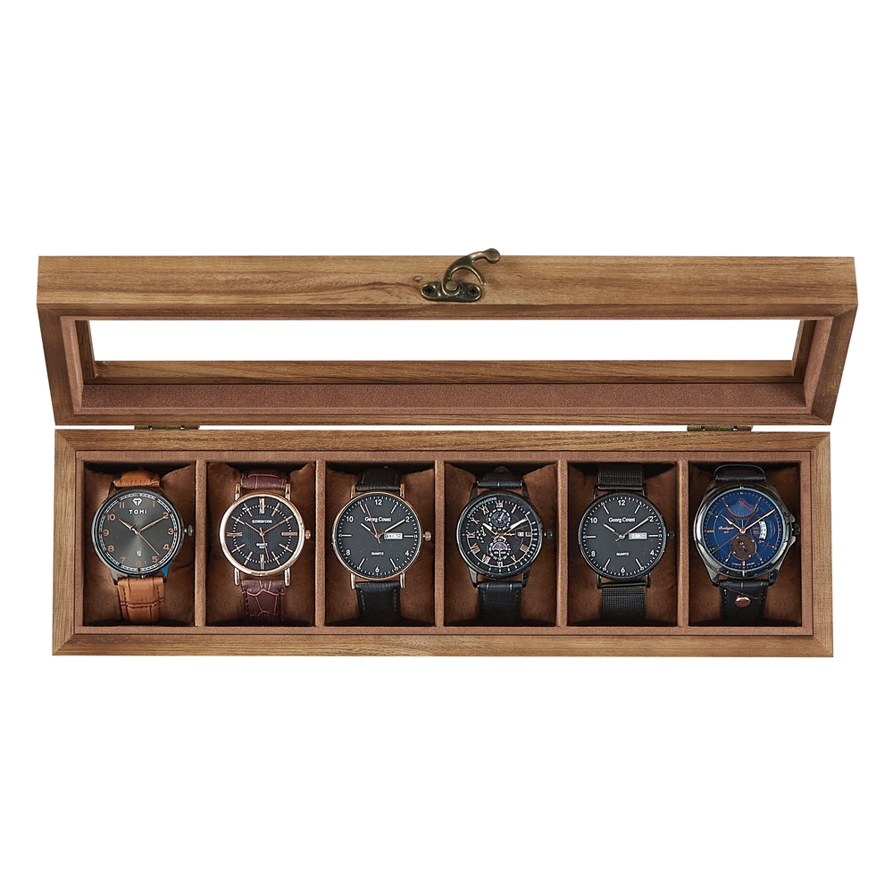 Watch Box with 6 Slots Rustic Walnut Watch Box with 6 Slots Rustic Walnut