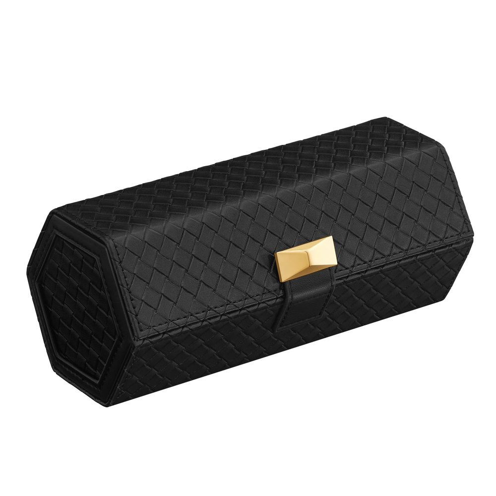 RONNE Collection – 3 Watch Travel Case Hexagon Ink Black