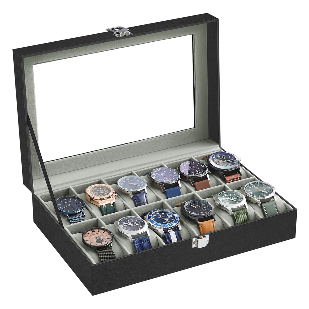 Black 12-Slot Watch Box Black 12-Slot Watch Box