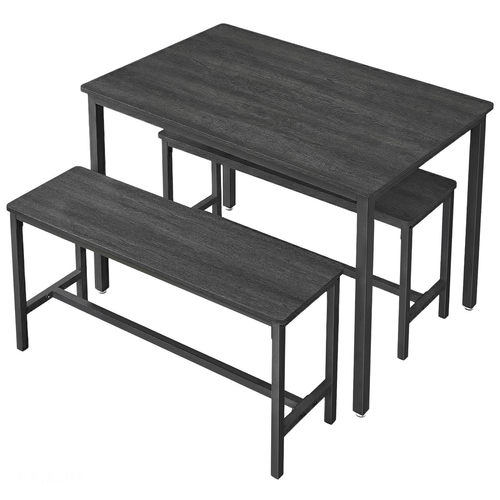 Dining Table with 2 Benches, Set of 3, Kitchen Table