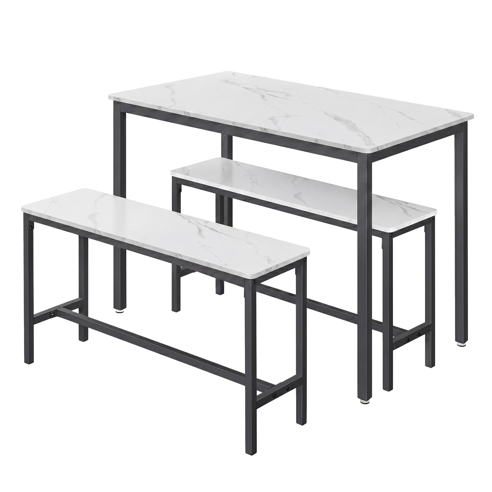 Dining Table with 2 Benches, Set of 3